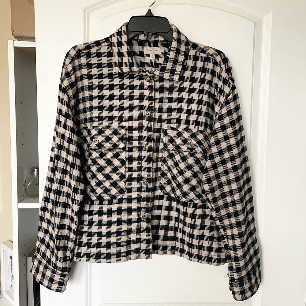 Brixton Plaid Flannel Shirt Jacket Beige & Black